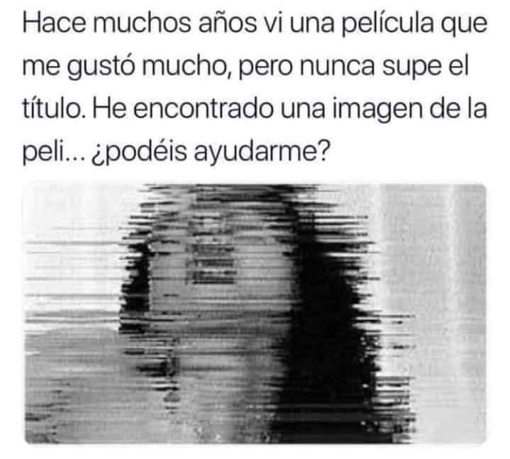 Imagen en blanco y negro llena de rayas horizontales, como una cinta de vídeo estropeada.