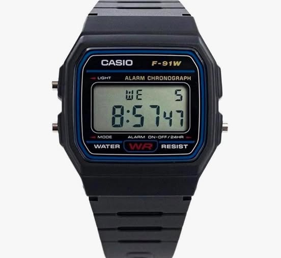Reloj Casio F-91W negro.