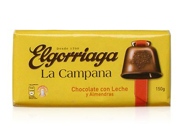 Tableta de chocolate con leche y almendras Elgorriaga La Campana.