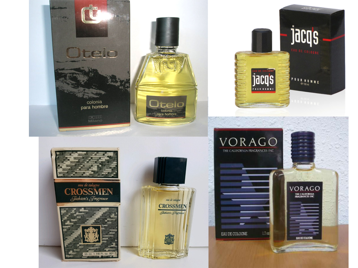 Cuatro colonias de hombre con sus cajas.