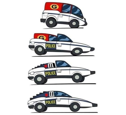 Dibujo del coche del Inspector Gadget transformándose.