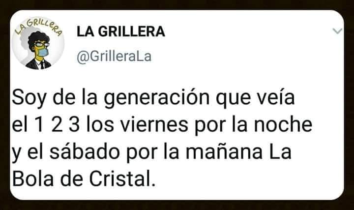 Captura de un tuit sobre ver el Un, dos, tres y La bola de cristal.