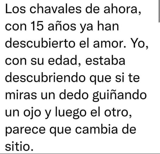 Texto negro sobre fondo blanco sobre mirarse un dedo guiñando un ojo y luego el otro.