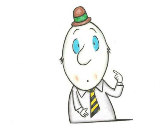 Dibujo de un huevo con bombín y corbata