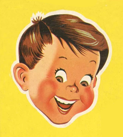 Dibujo de la cara sonriente de un niño sobre fondo amarillo