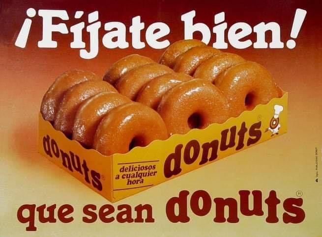 Anuncio de Donuts con una caja de seis donuts glaseados.