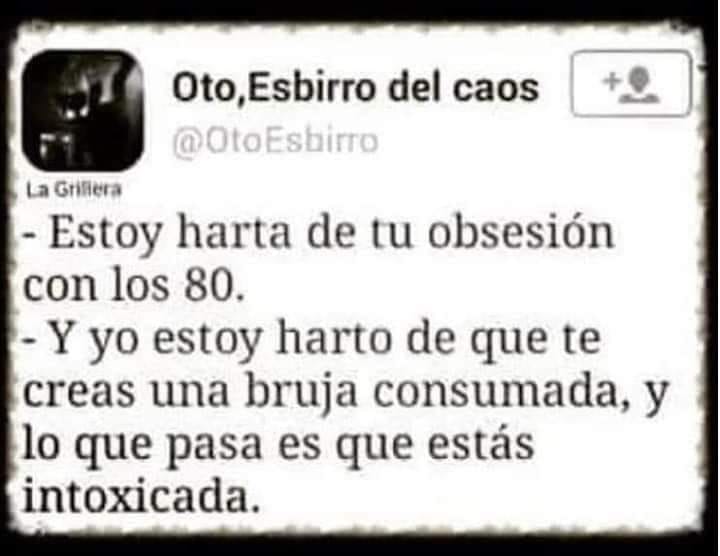 Captura de un tuit con un diálogo sobre la obsesión por los años 80.