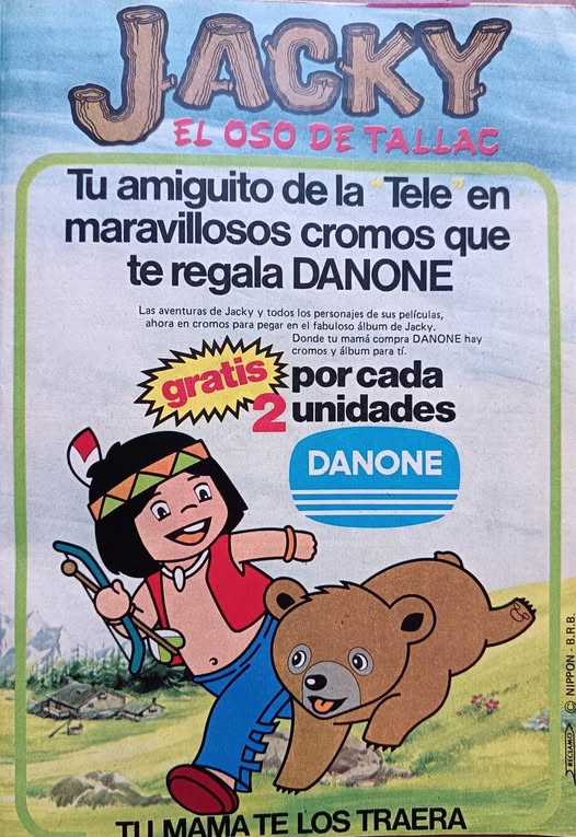 Anuncio de cromos de Jacky regalo de Danone.
