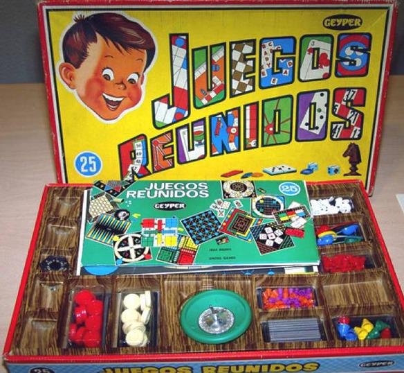 Caja abierta de Juegos Reunidos Geyper con tableros y fichas.