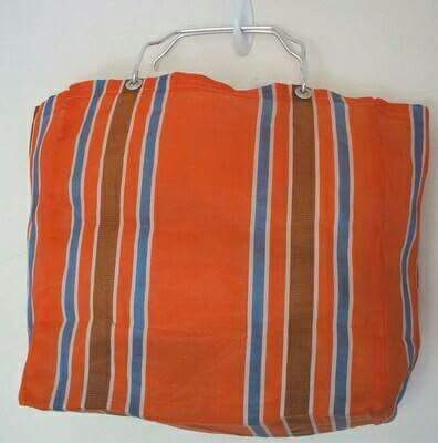 Bolsa de la compra de rafia a rayas naranjas y azules