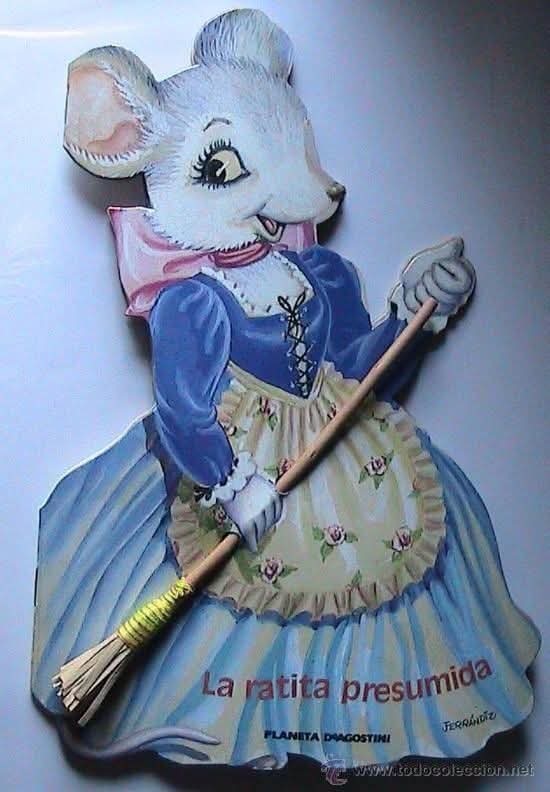 Ilustración de la ratita presumida con una escoba