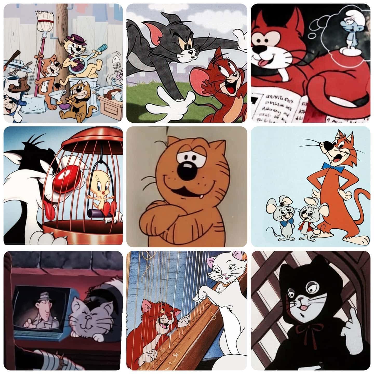 Collage de gatos de dibujos animados