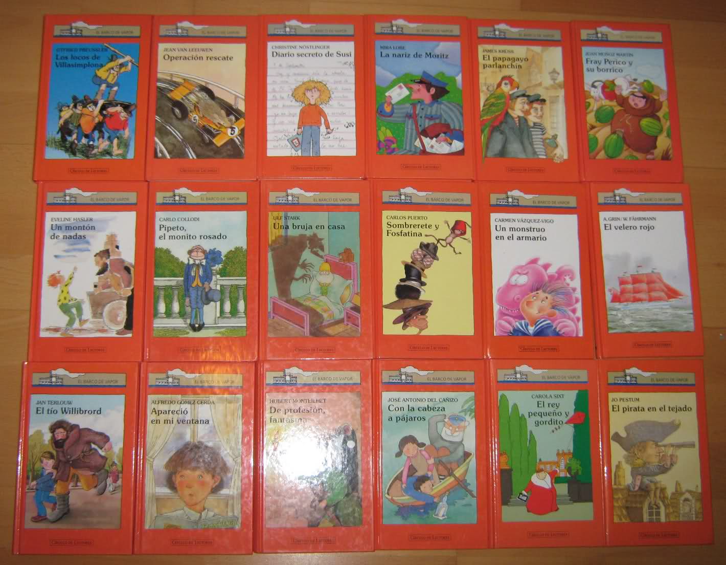 Dieciocho libros de El Barco de Vapor.