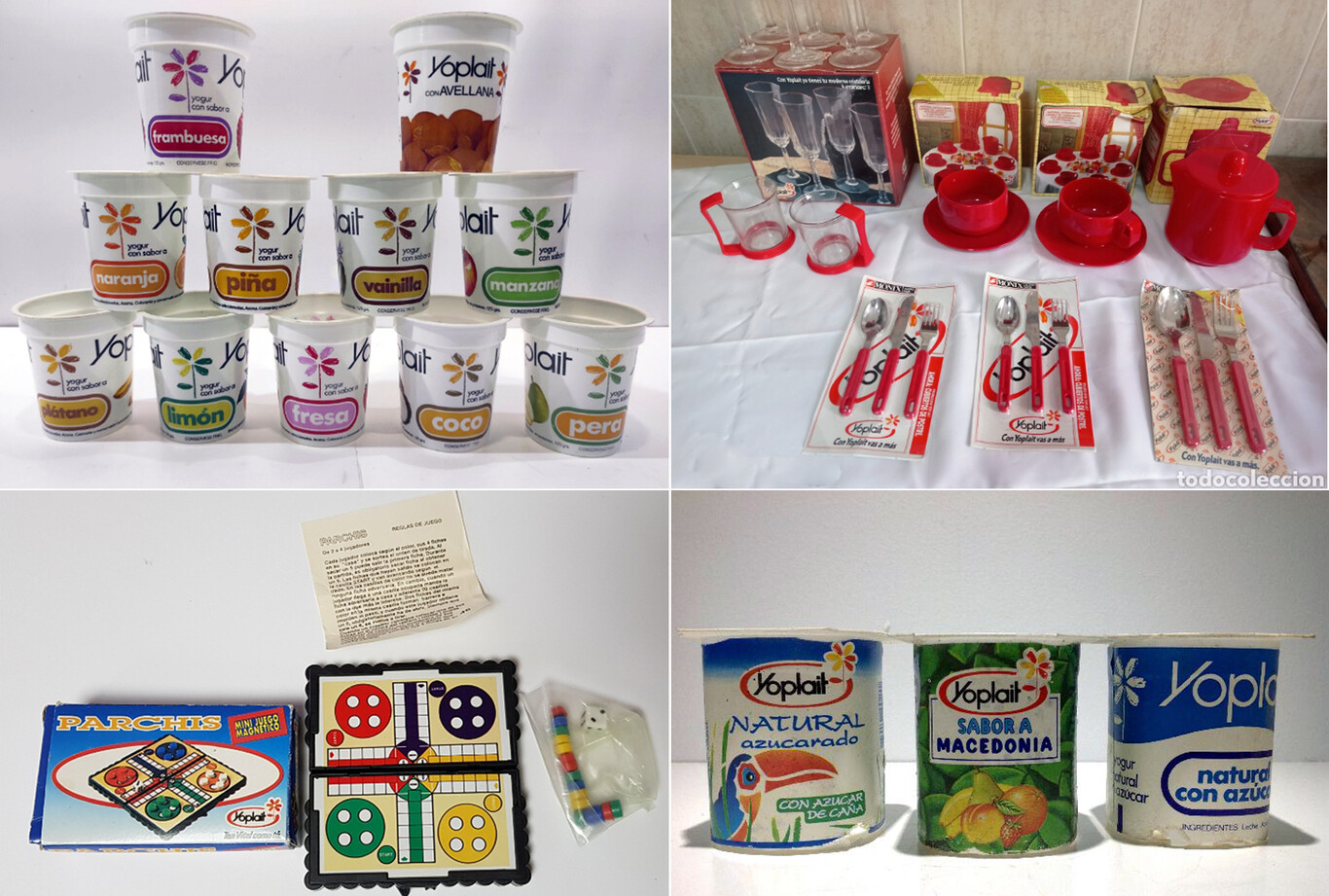 Montaje con yogures Yoplait y los regalos de sus promociones.