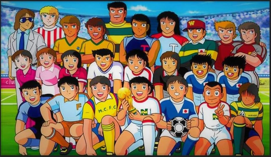 Personajes de la serie Oliver y Benji en una foto de grupo