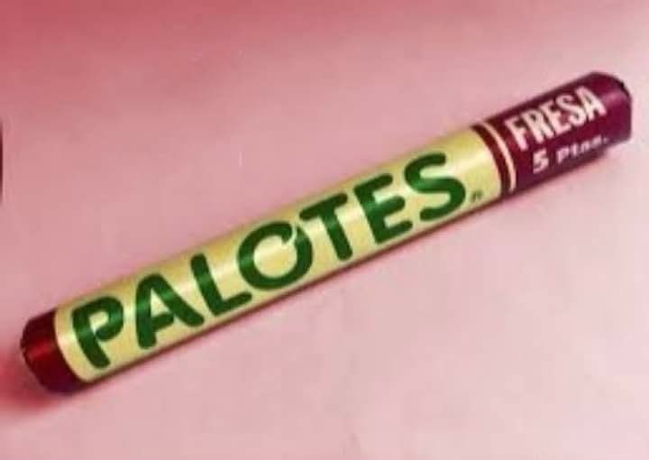 Barra de caramelo Palotes de fresa de 5 pesetas.