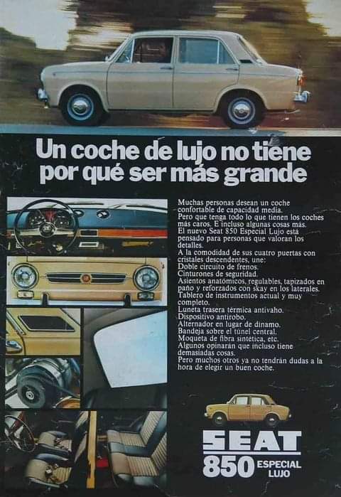 Anuncio del Seat 850 Especial Lujo.