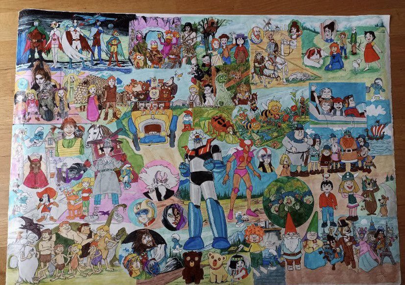 Lámina con decenas de personajes de dibujos animados
