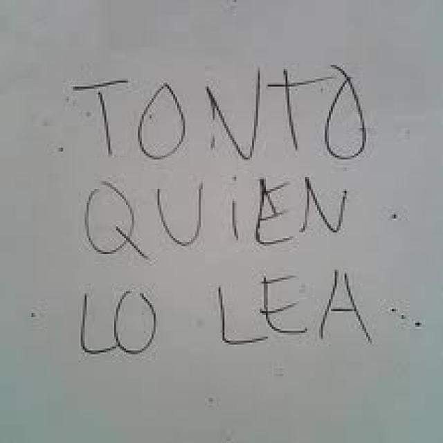 Pared con la frase Tonto quien lo lea escrita a mano.